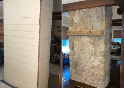 Stone Veneer Fireplace Before and After