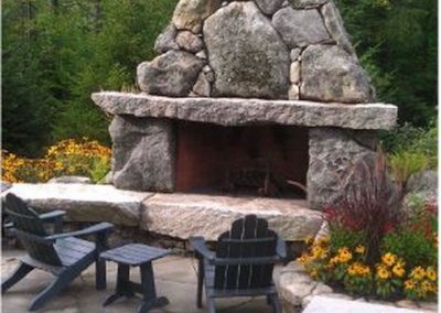 Outdoor Fieldstone Fireplace