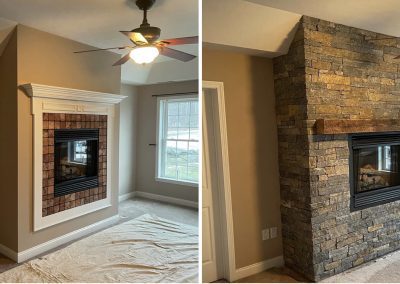stone veneer gas insert before and after