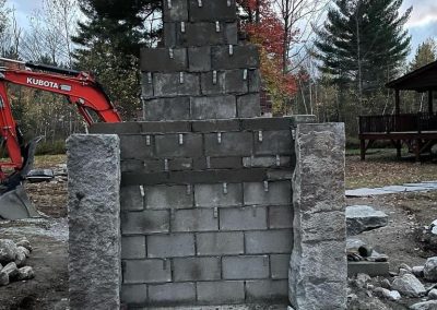 reclaimed granite side cheeks installed