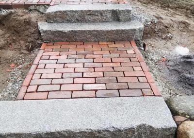 reclaimed brick walkway install