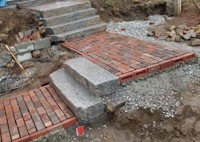 reclaimed brick walkway install