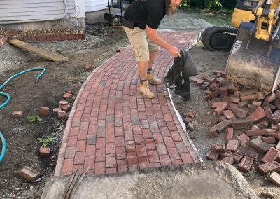 brick walkway being installed