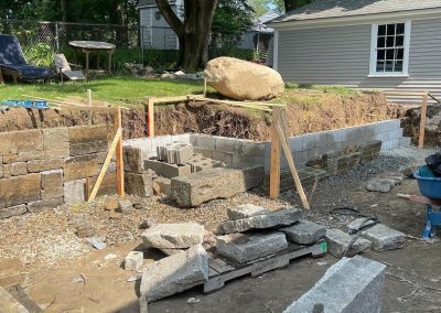 starting reclaimed granite step install